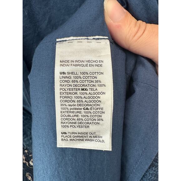 CHICO’S | Blue Boho Embroidered Open Front Jacket | Size 1 Medium - Picture 8 of 8